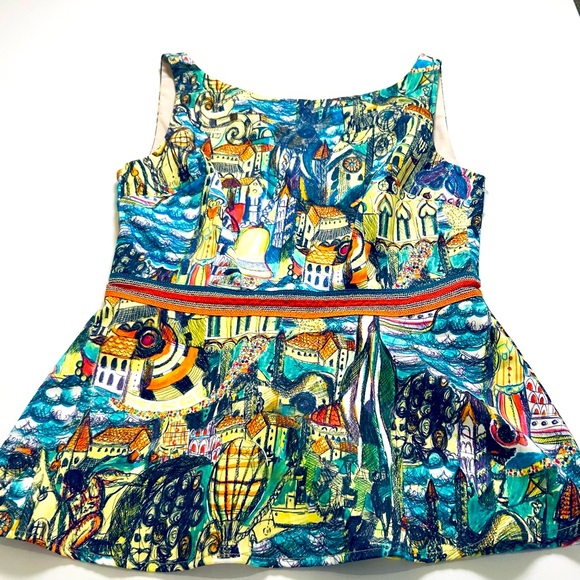 Anthropologie Weston City Scape Peplum Top Size XS - Picture 2 of 7